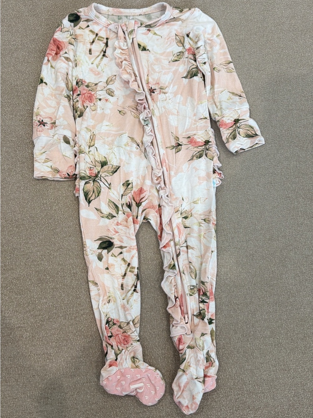 Posh Peanut Pink Floral Ruffle Footed Sleep Sac